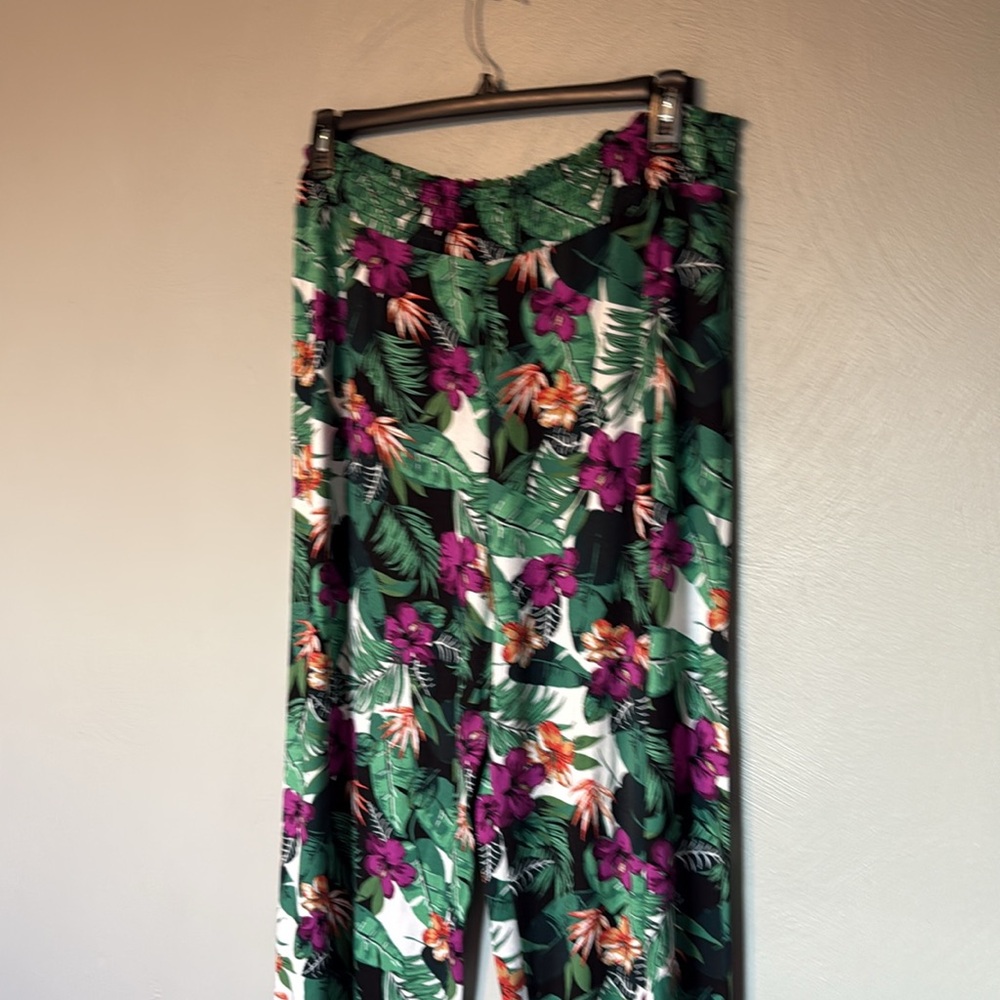 Super soft Tropical palazzo wide legs pants 2XL - Picture 2 of 2